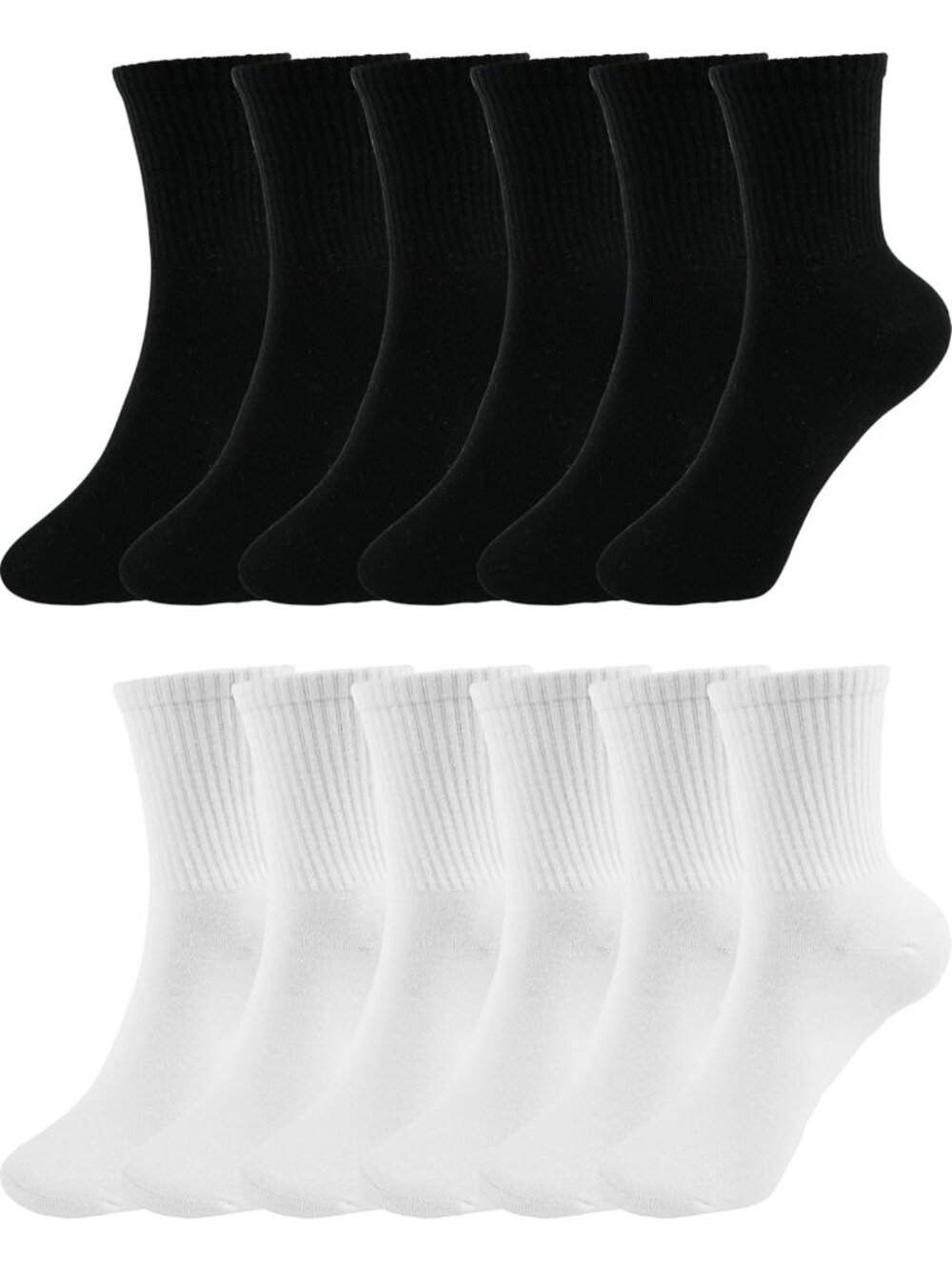 Cute Cotton Crew Socks for Women - Soft Casual Calf Socks, 6 Pairs, Size 5-10 - Picture 1 of 6